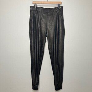 Spanx Pants Womens Large Black Faux Leather Jogger Stretch Sport Edgy Athleisure